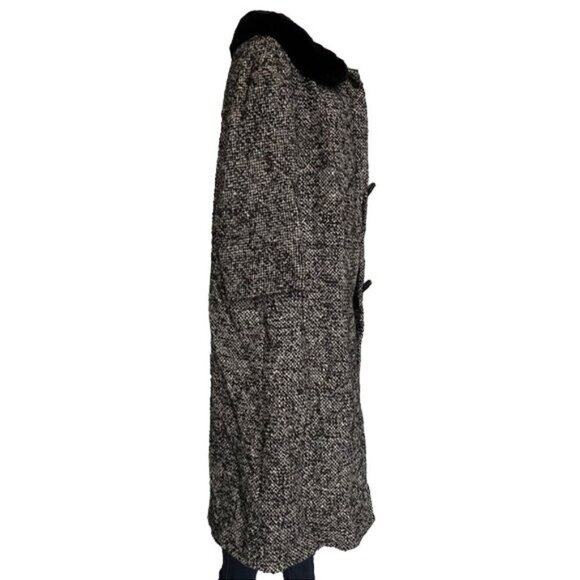 Vintage Livingston Bros Berriege Wool Fur Coat Black & White Fur CollarJacket Si - Picture 8 of 11